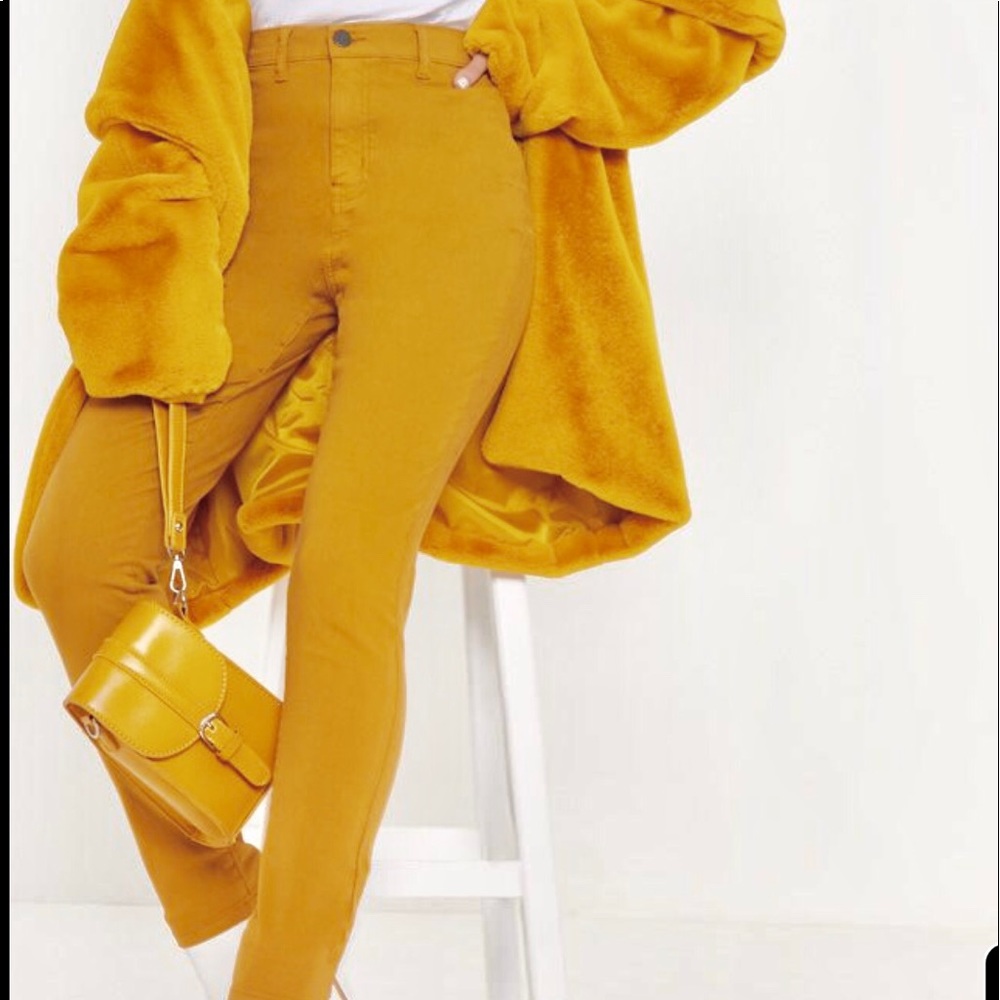 SOLD! Misguided Mustard Color Skinny, Jeans Size 5 - Picture 1 of 7